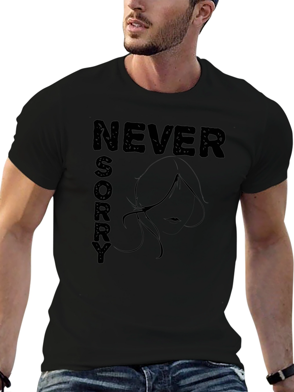 Never Sorry Graphic Tee - Black T-Shirt