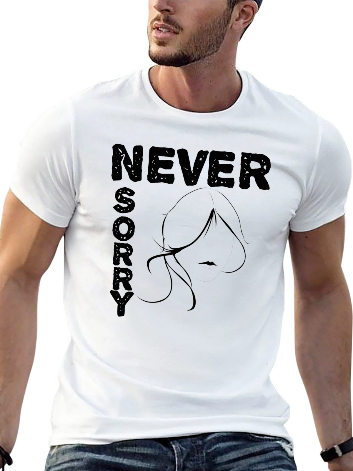 Never Sorry Graphic Tee - Black T-Shirt