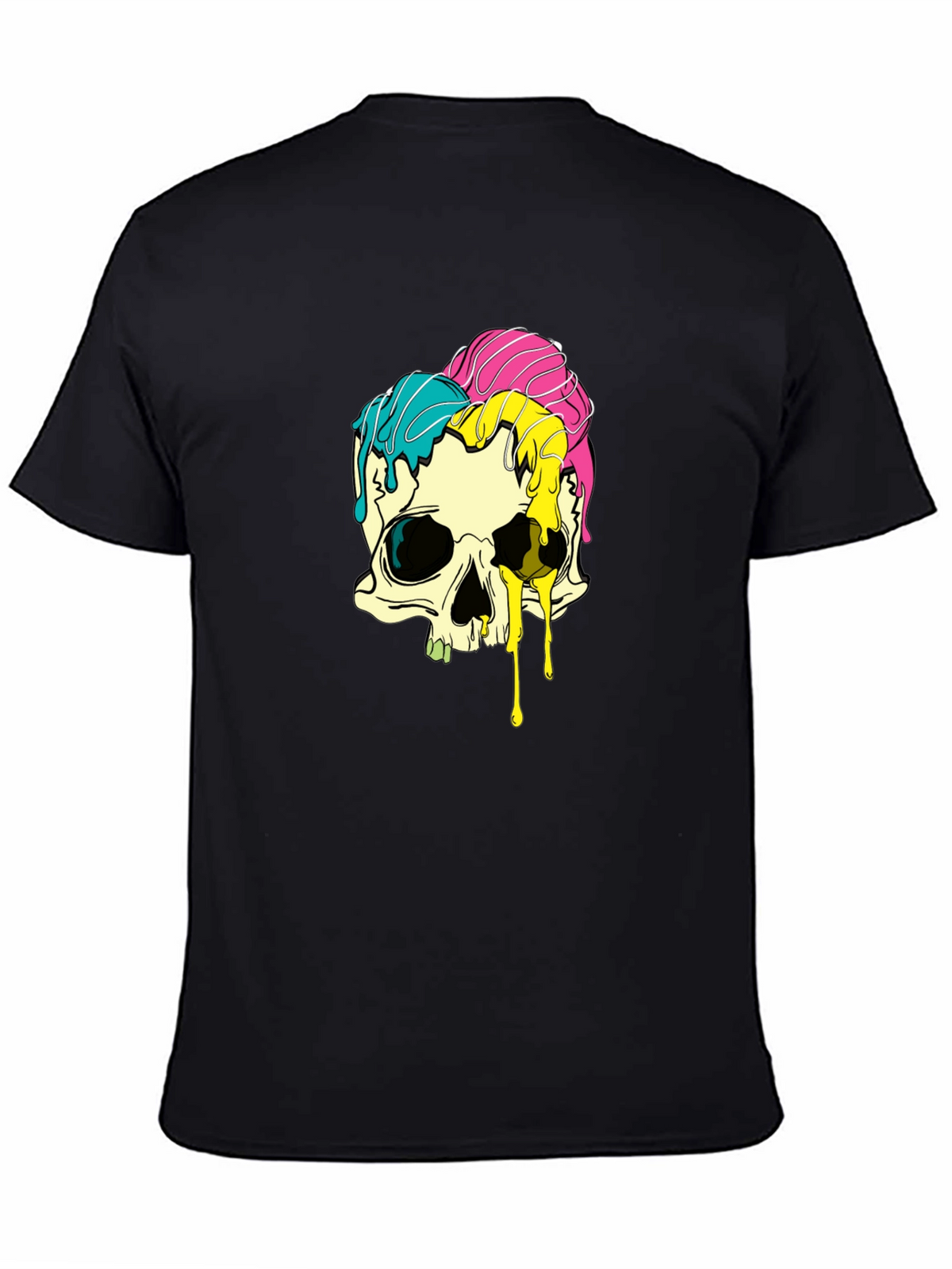 Melting Skull Graphic Tee - Black Cotton T-Shirt