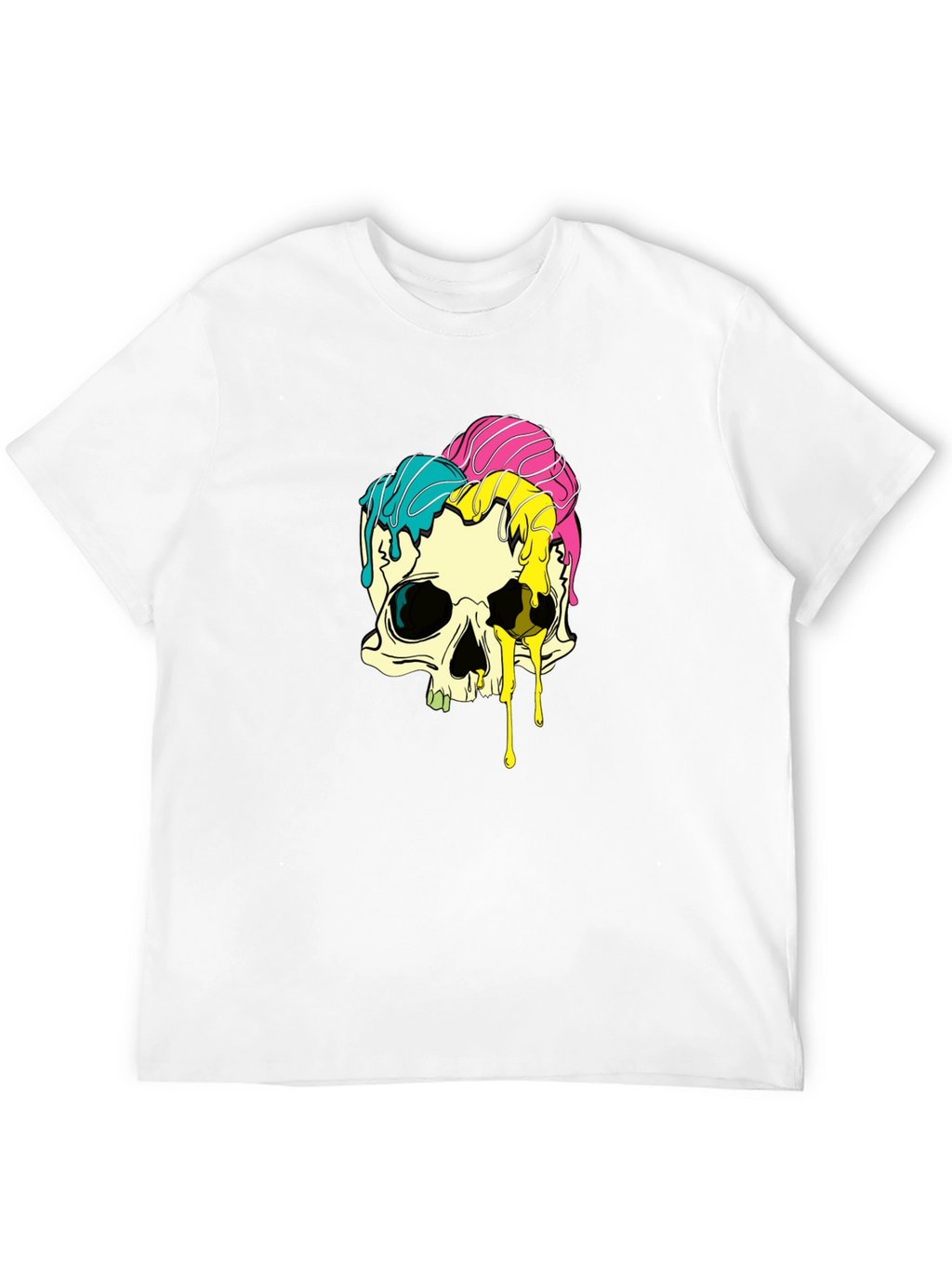 Melting Skull Graphic Tee - Black Cotton T-Shirt