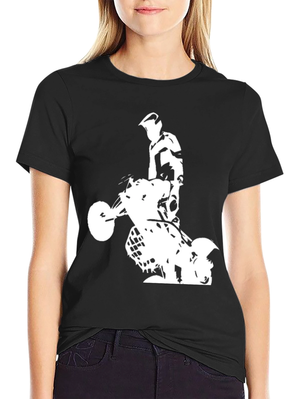 Black Graphic Tee: ATV Rider Design