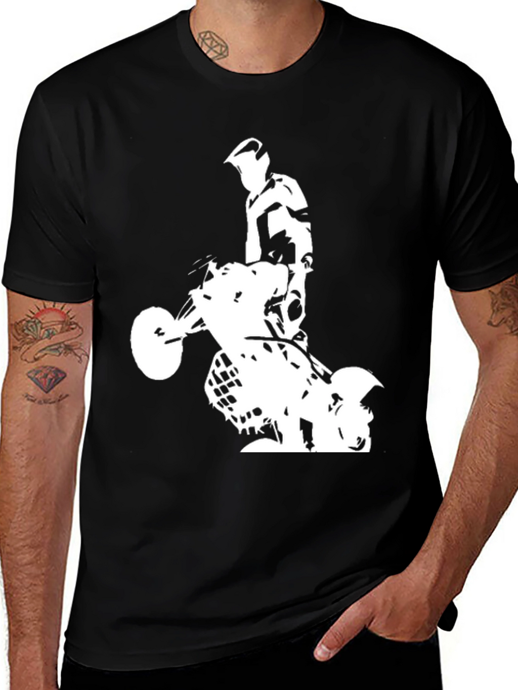 Black Graphic Tee: ATV Rider Design
