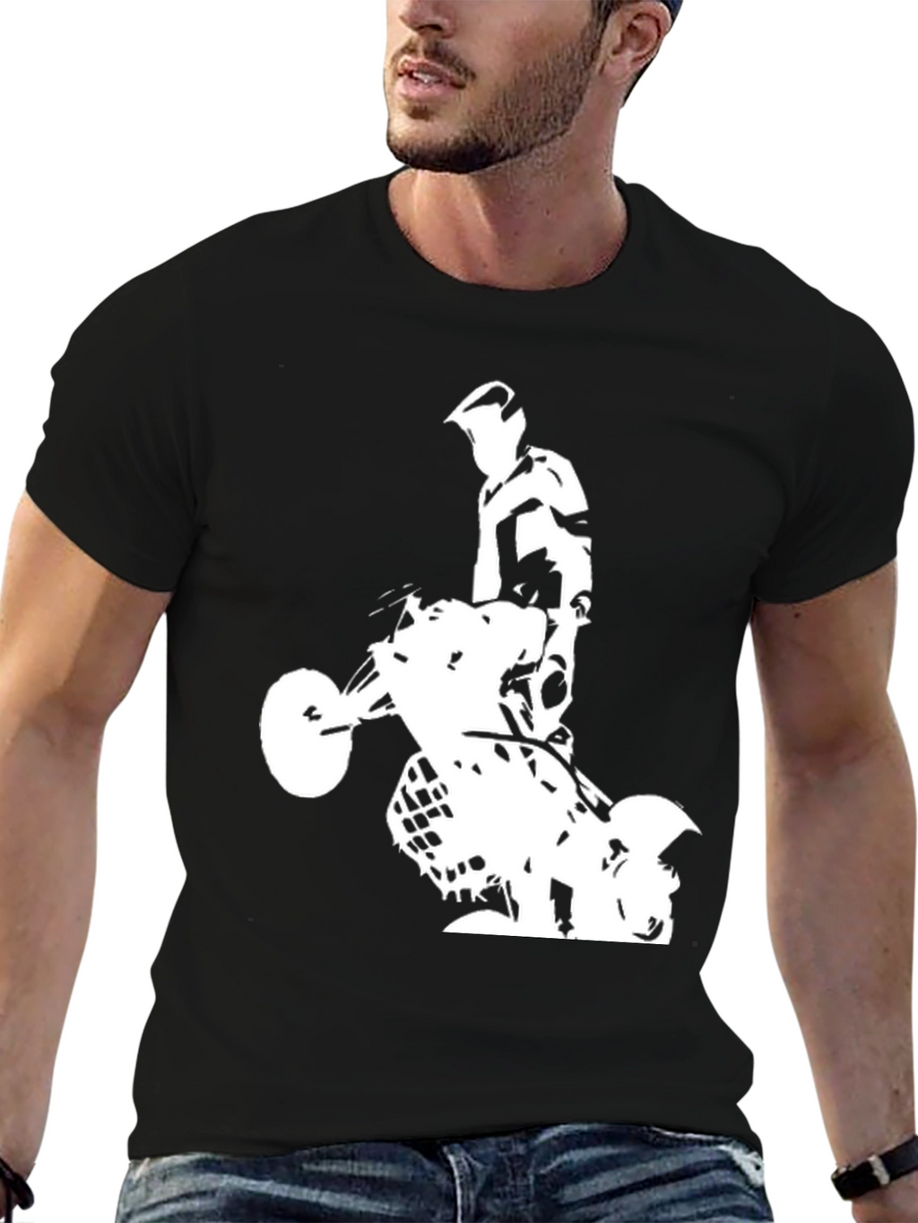 Black Graphic Tee: ATV Rider Design