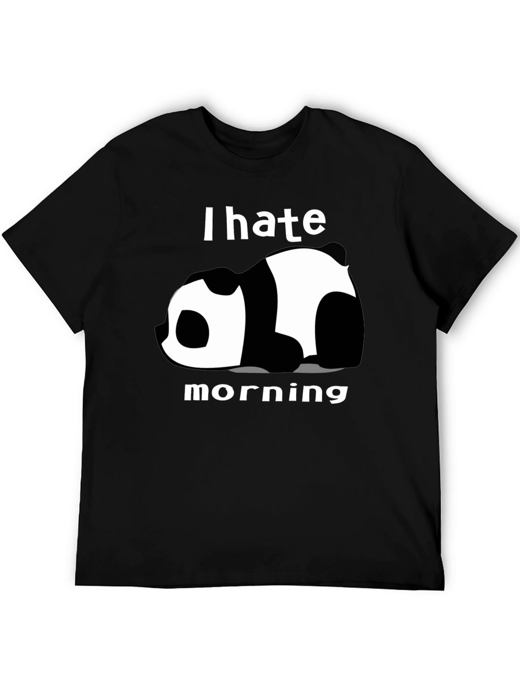 I Hate Morning Panda Graphic Tee - Black