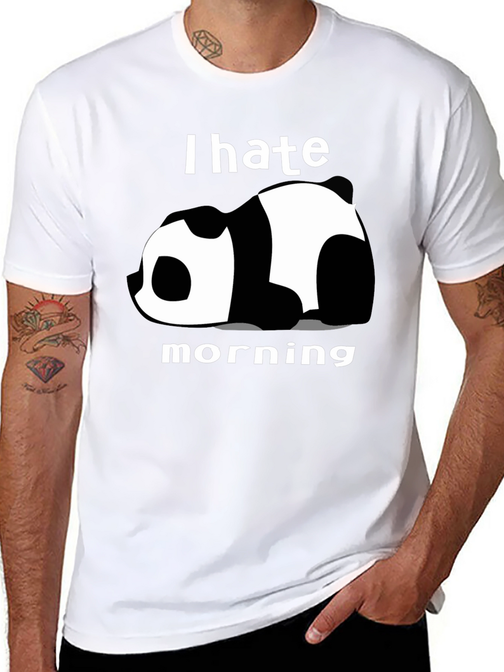 I Hate Morning Panda Graphic Tee - Black
