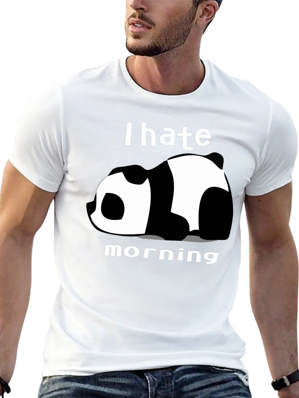 I Hate Morning Panda Graphic Tee - Black