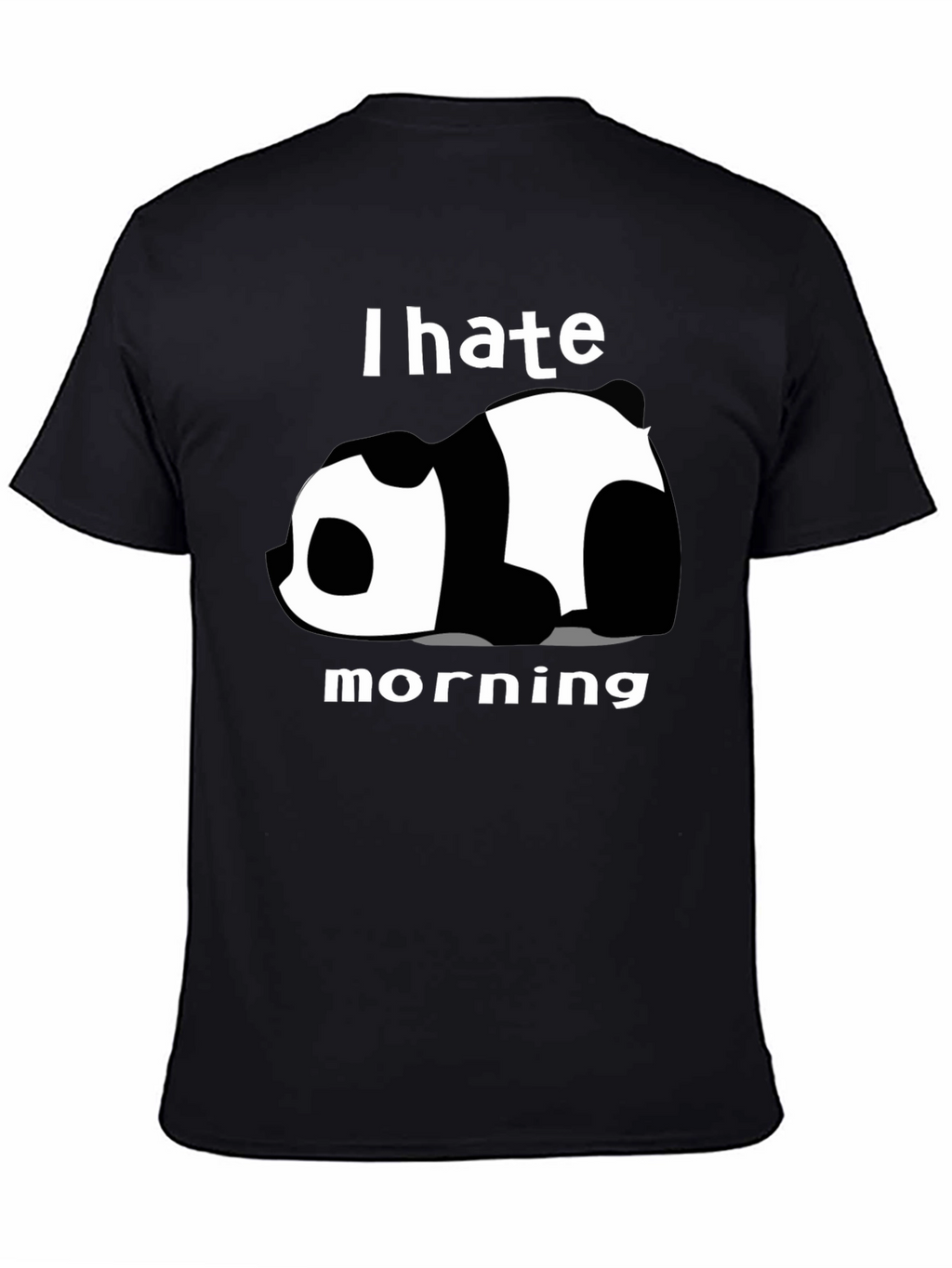 I Hate Morning Panda Graphic Tee - Black
