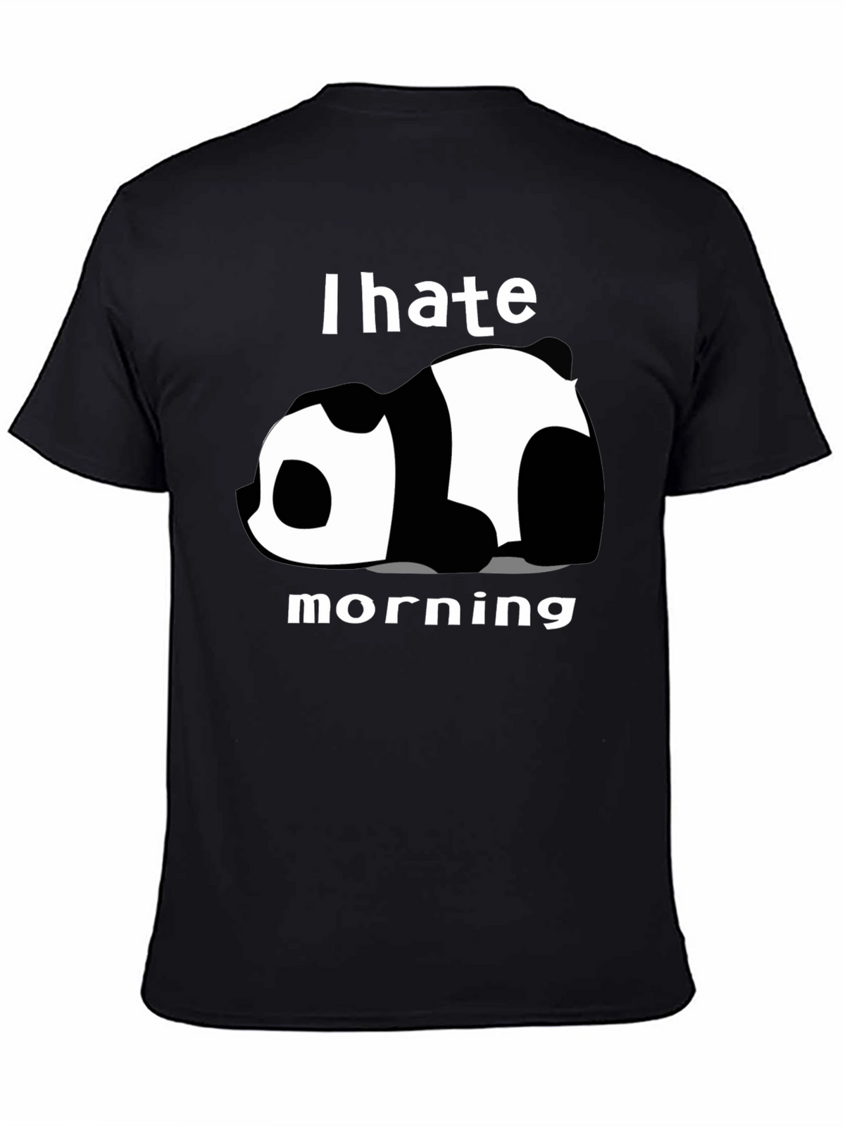 I Hate Morning Panda Graphic Tee - Black