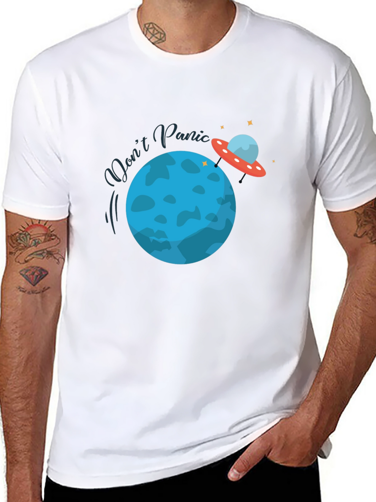 Dont Panic Graphic Tee - Space Theme