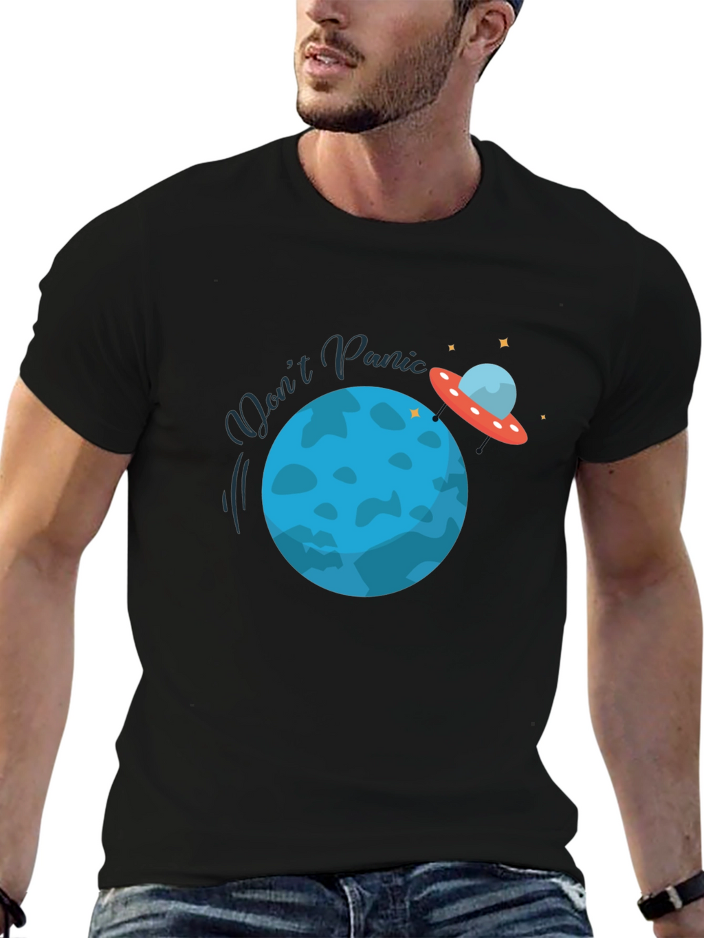 Dont Panic Graphic Tee - Space Theme