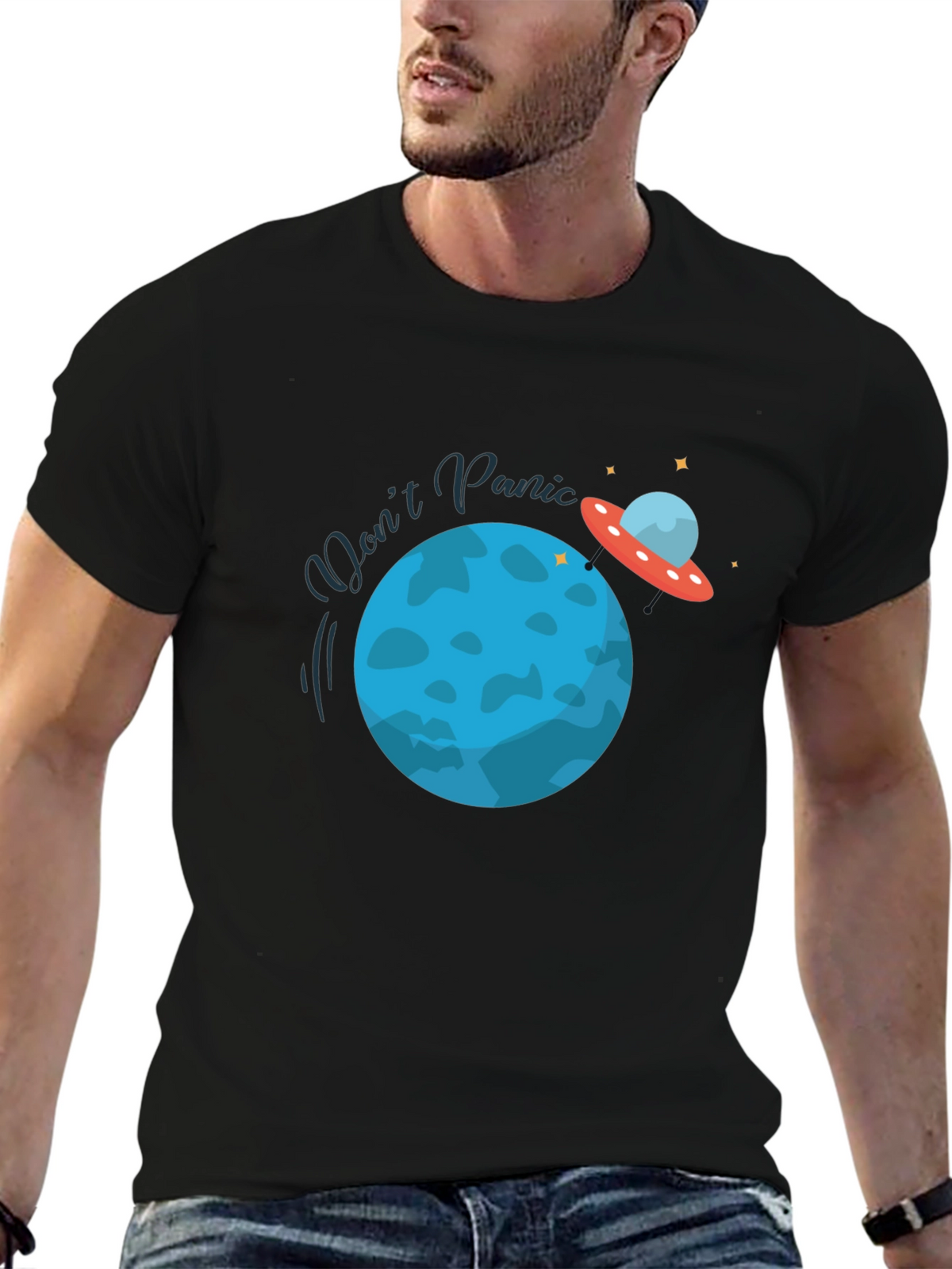 Dont Panic Graphic Tee - Space Theme