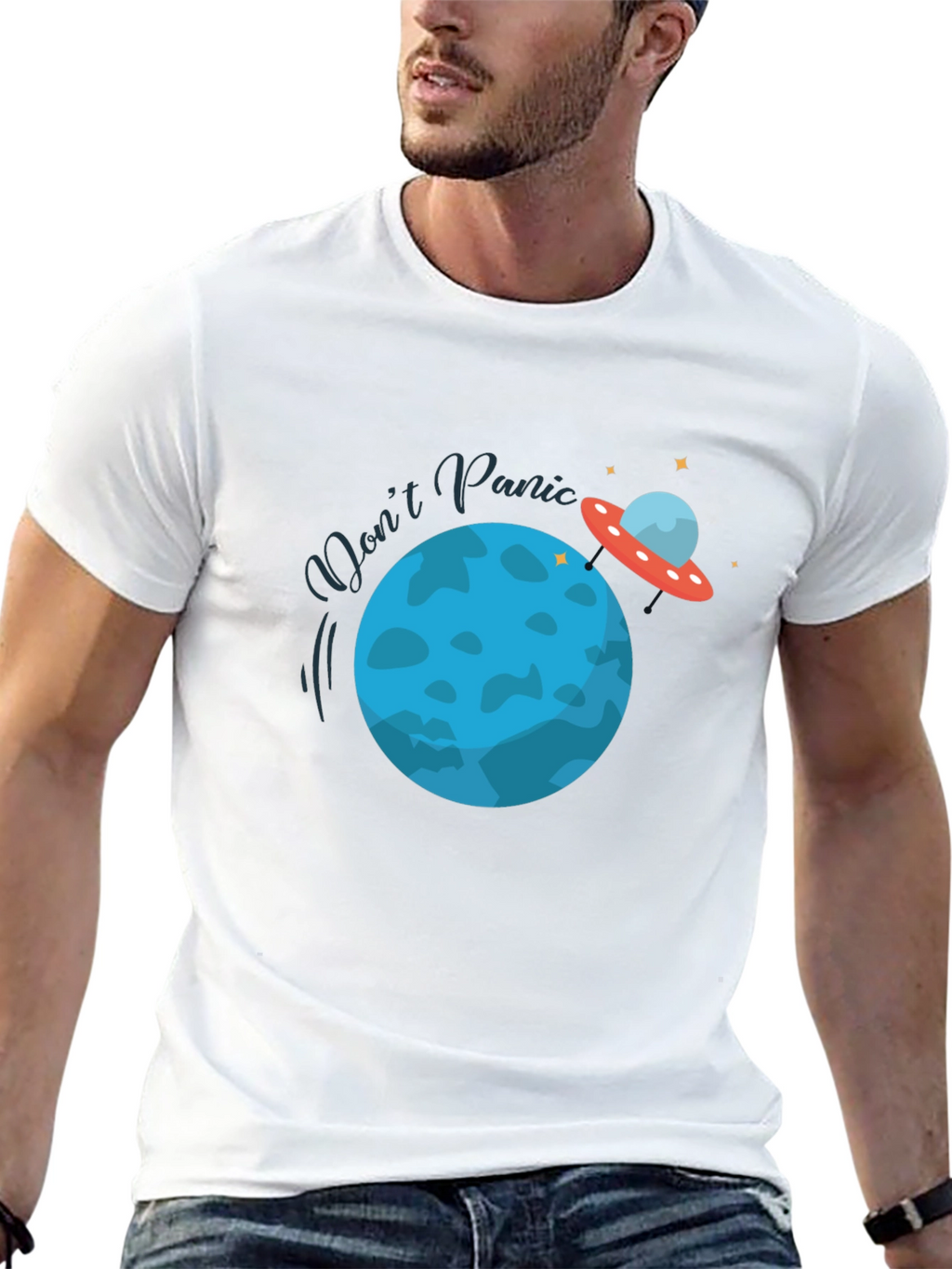 Dont Panic Graphic Tee - Space Theme