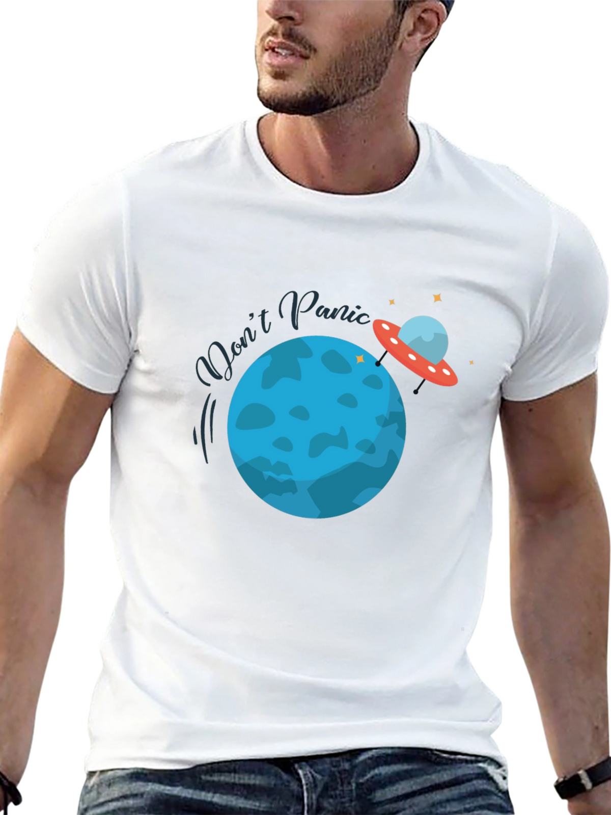 Dont Panic Graphic Tee - Space Theme