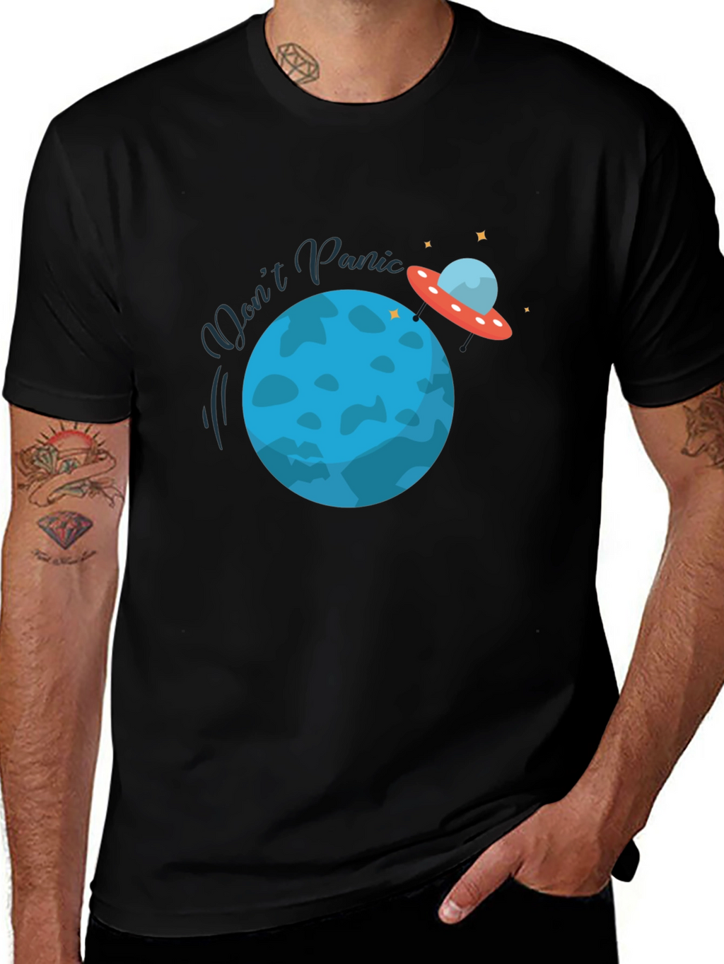 Dont Panic Graphic Tee - Space Theme