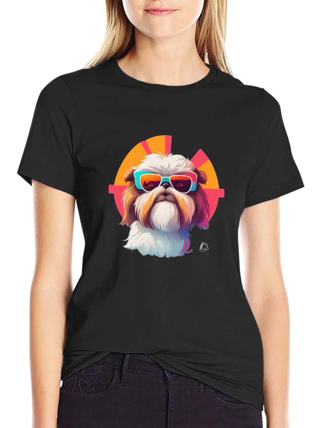 Cool Dog Graphic Tee - Trendy Shih Tzu Design