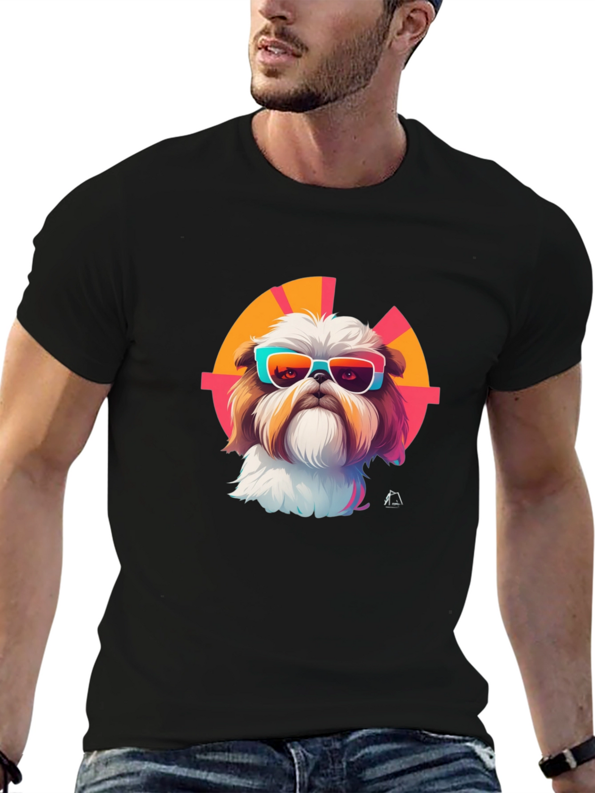 Cool Dog Graphic Tee - Trendy Shih Tzu Design