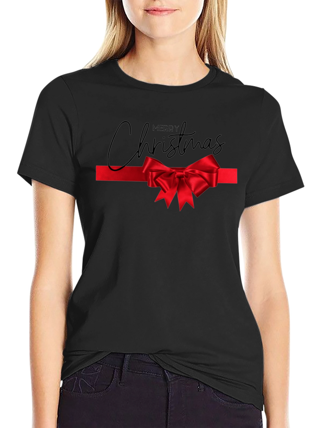 Merry Christmas Bow Tie Tee