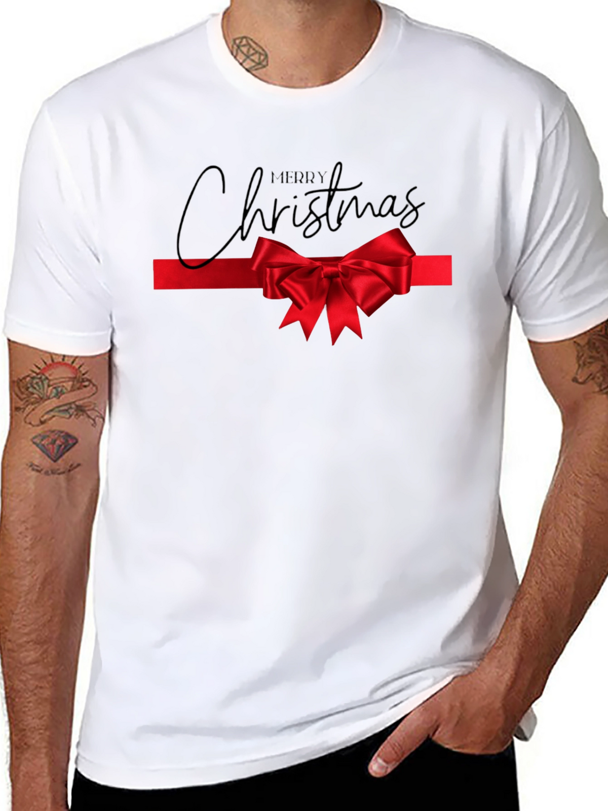 Merry Christmas Bow Tie Tee