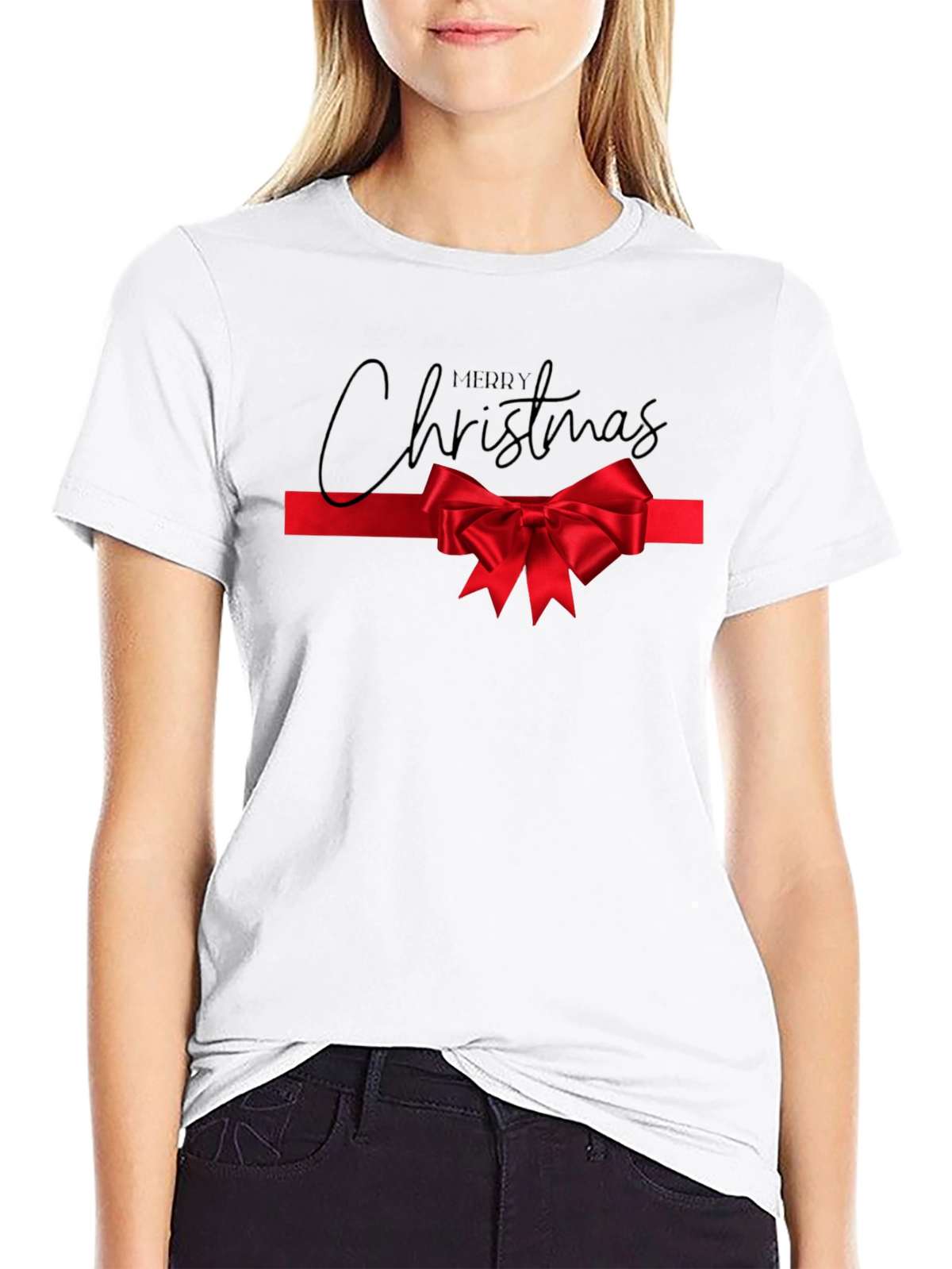 Merry Christmas Bow Tie Tee
