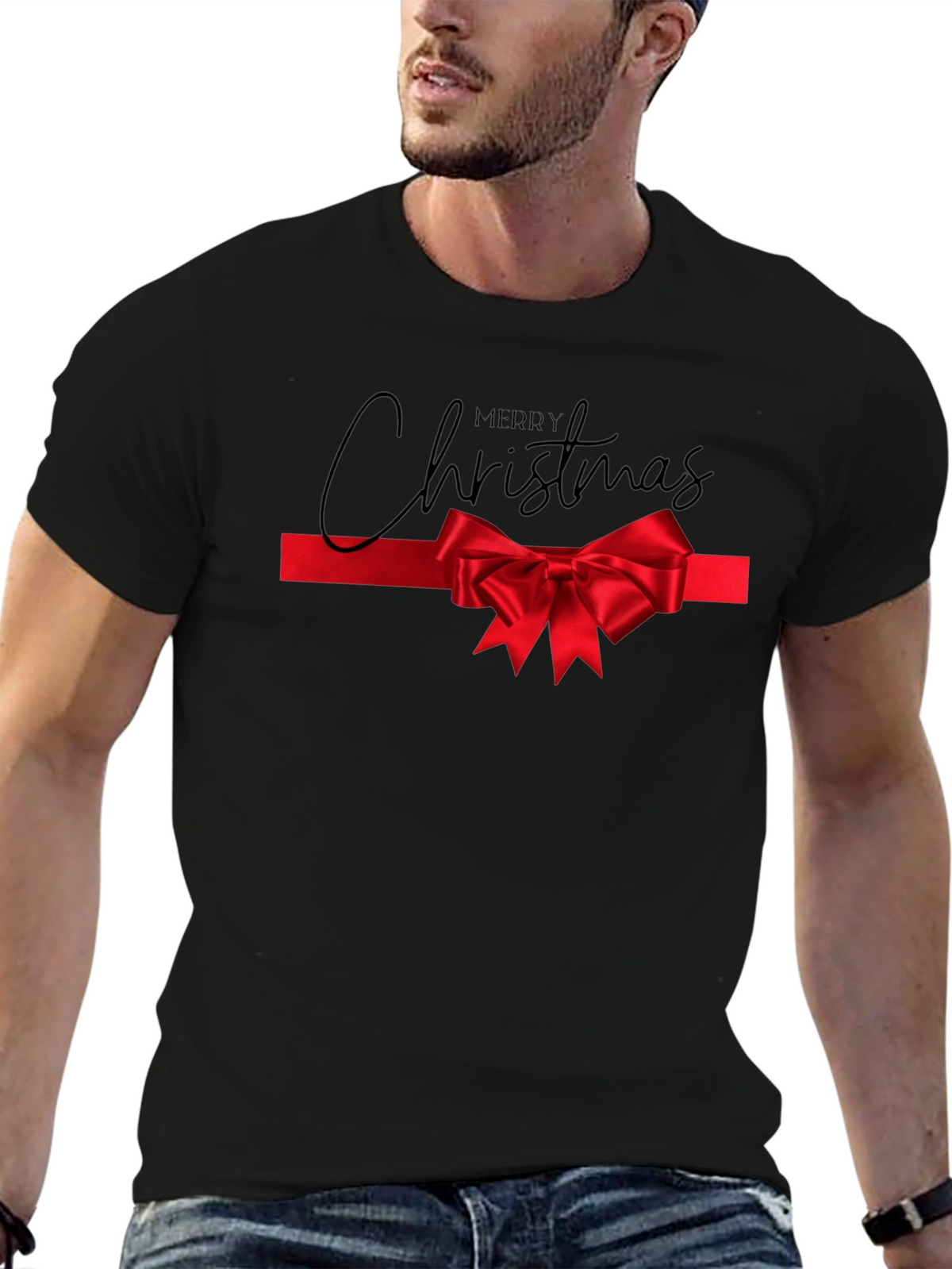 Merry Christmas Bow Tie Tee