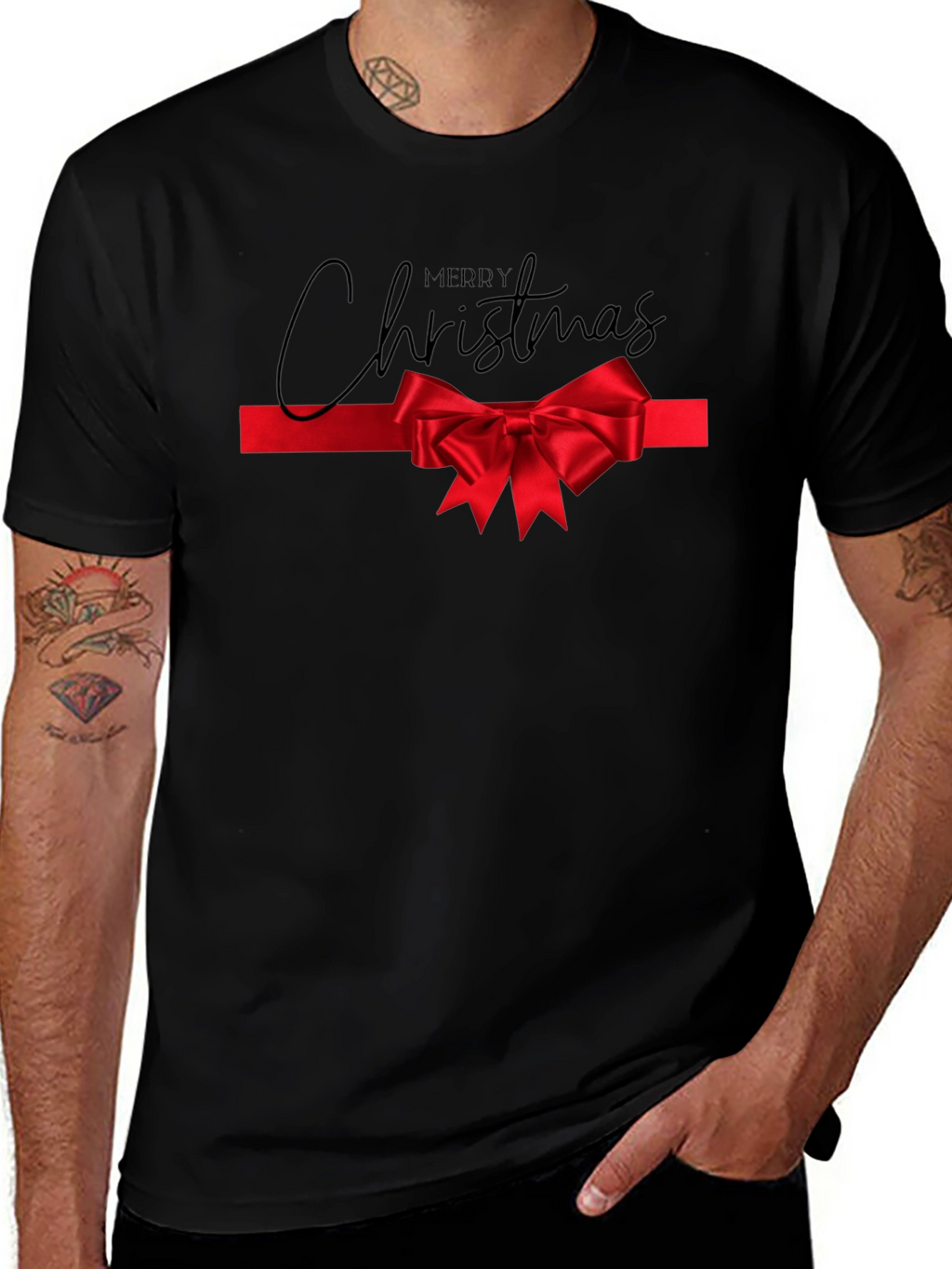 Merry Christmas Bow Tie Tee
