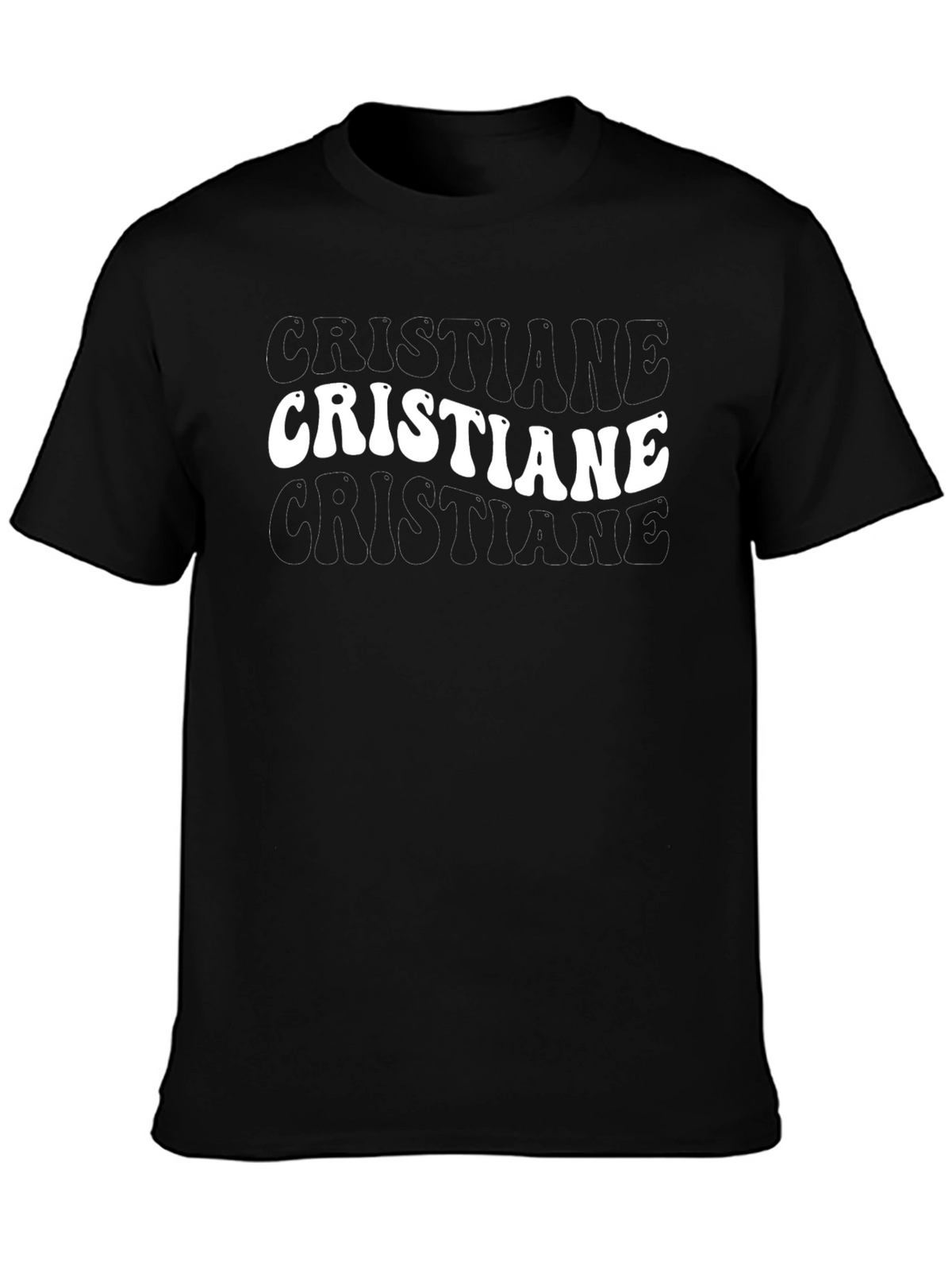 Cristiane Black Graphic Tee - Retro Style