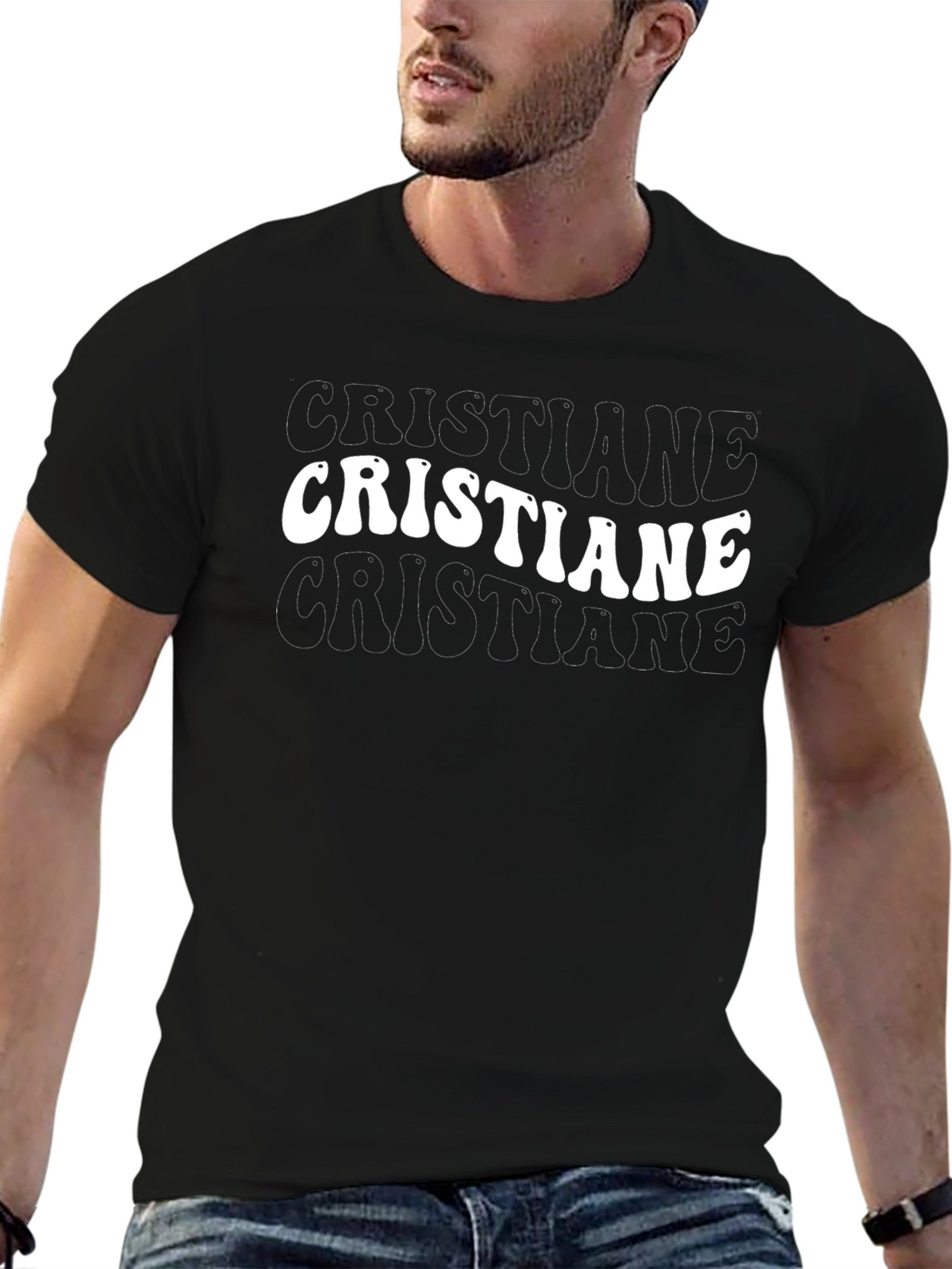 Cristiane Black Graphic Tee - Retro Style