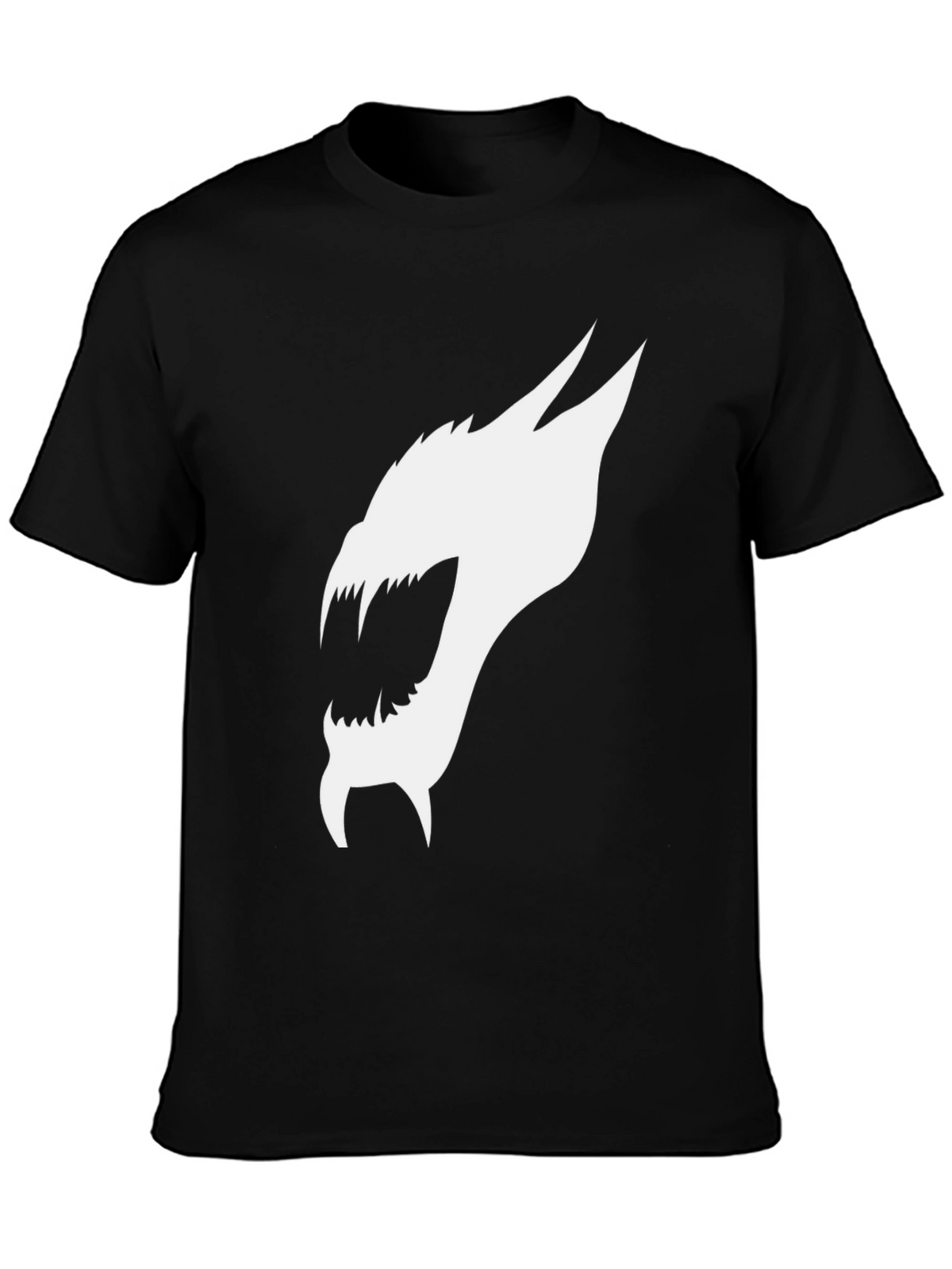 Black T-Shirt with White Dragon Graphic