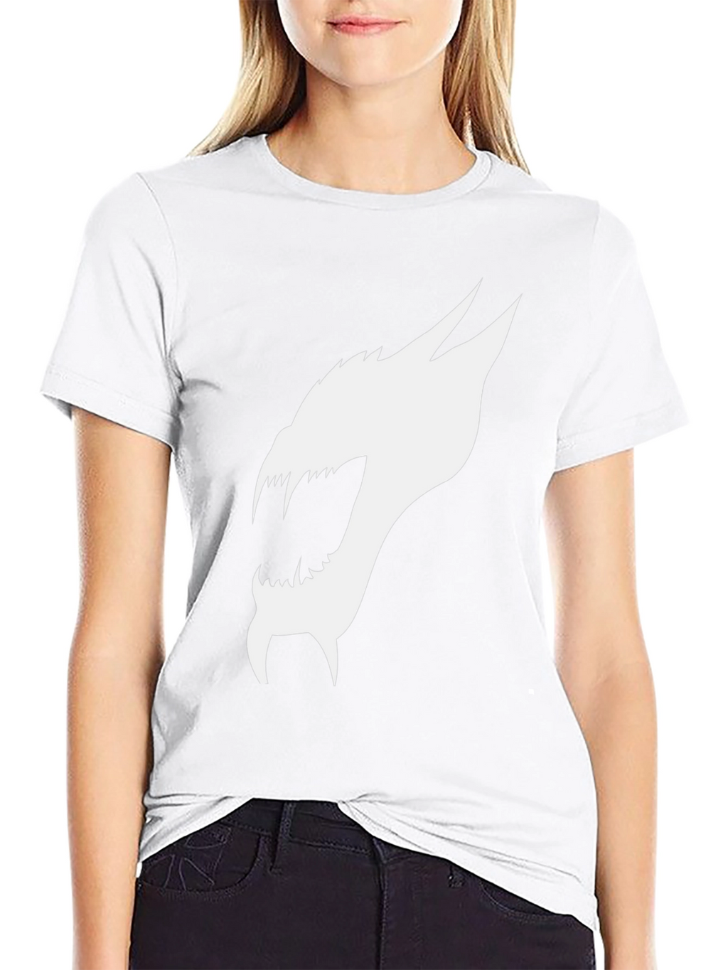 Black T-Shirt with White Dragon Graphic