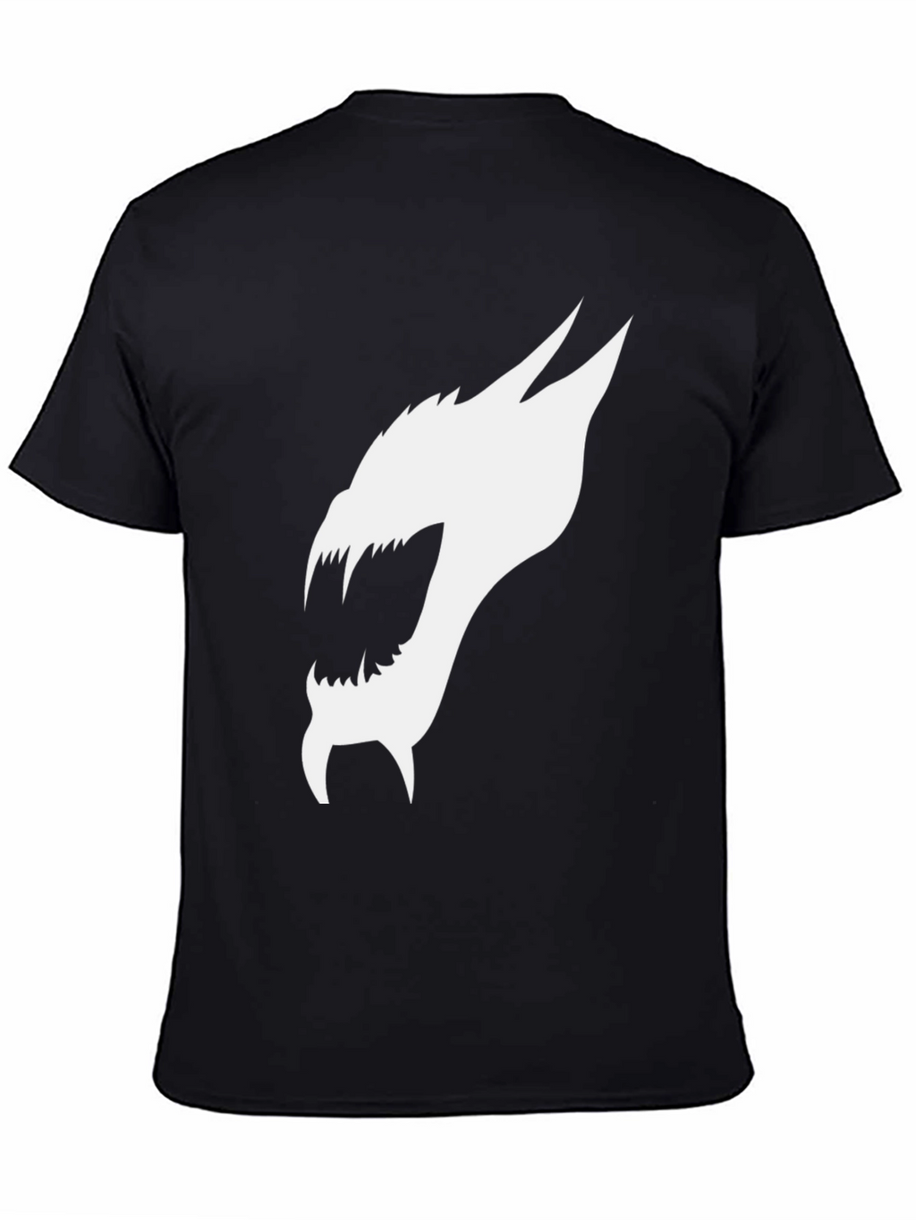 Black T-Shirt with White Dragon Graphic