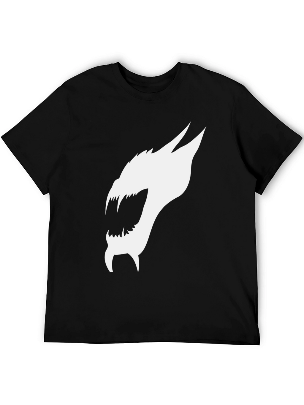 Black T-Shirt with White Dragon Graphic