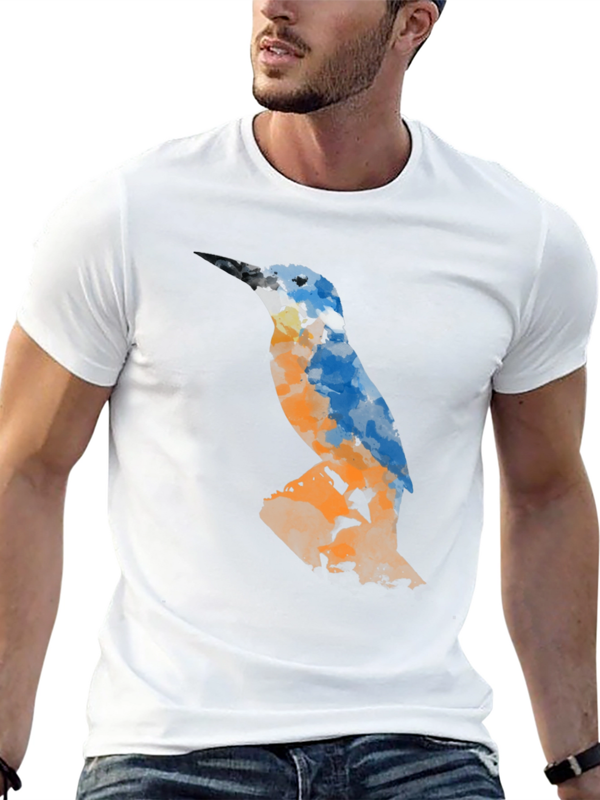 Abstract Bird Graphic Tee - Mens Black T-Shirt