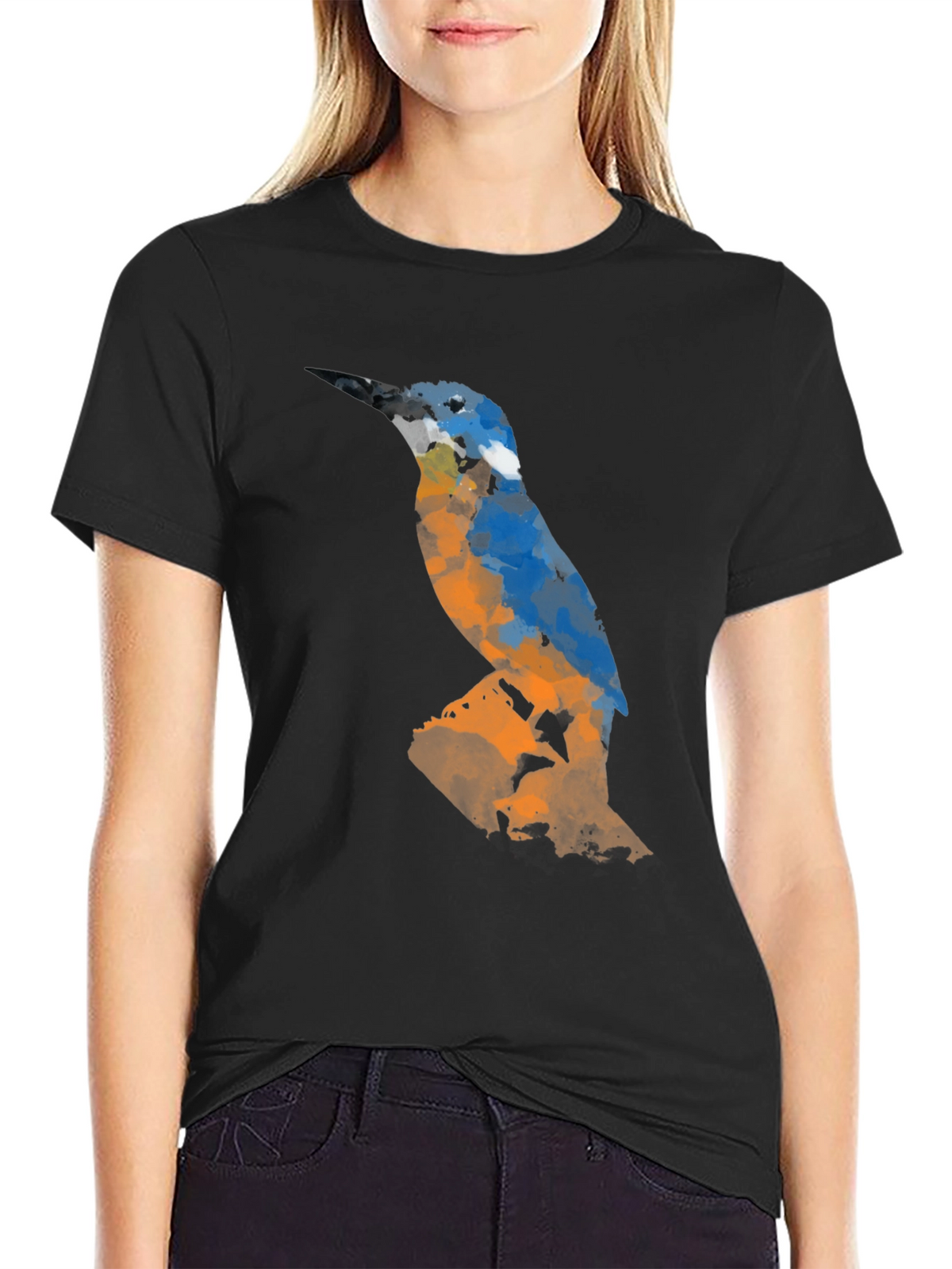 Abstract Bird Graphic Tee - Mens Black T-Shirt