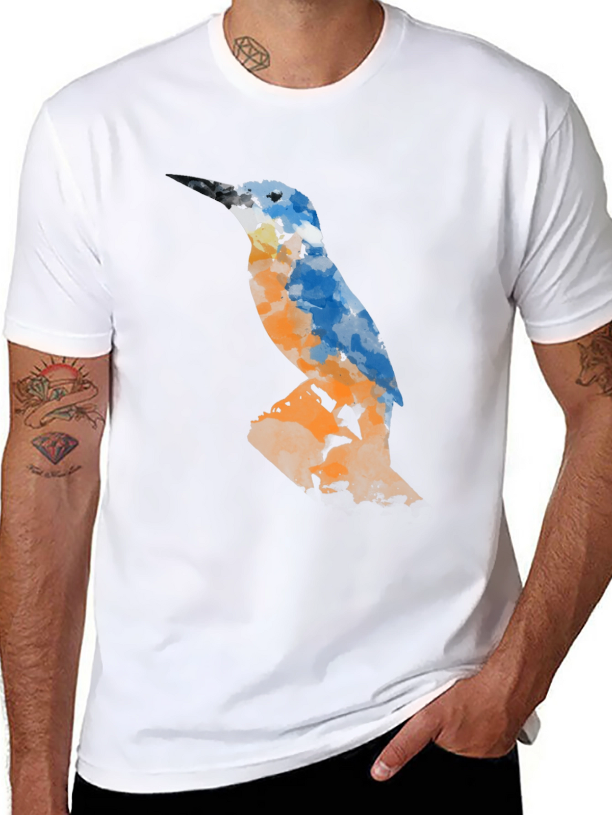 Abstract Bird Graphic Tee - Mens Black T-Shirt