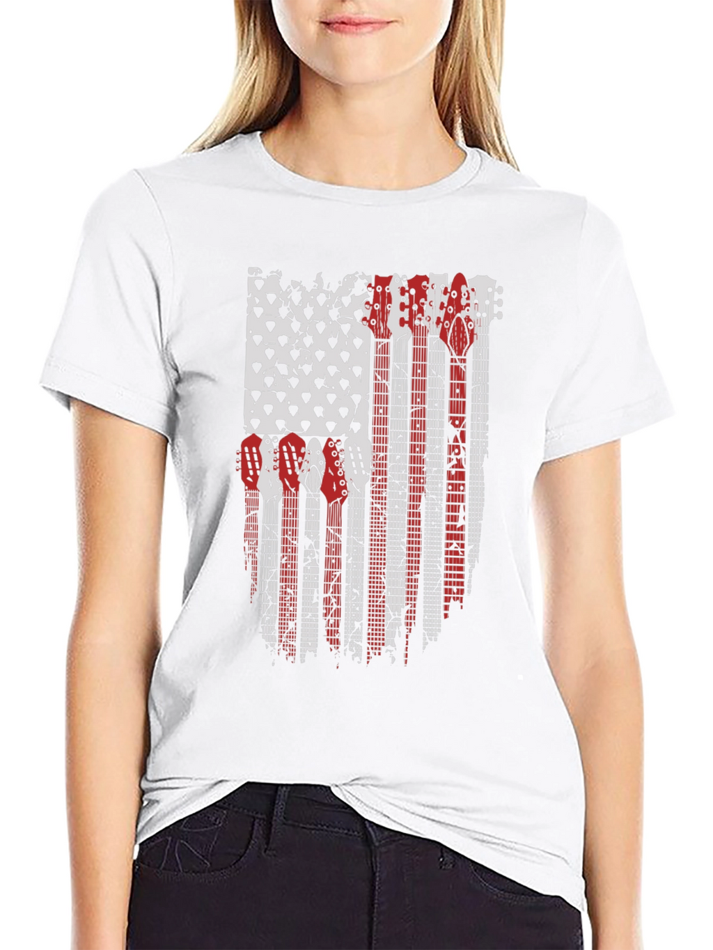 Guitar American Flag Graphic T-Shirt