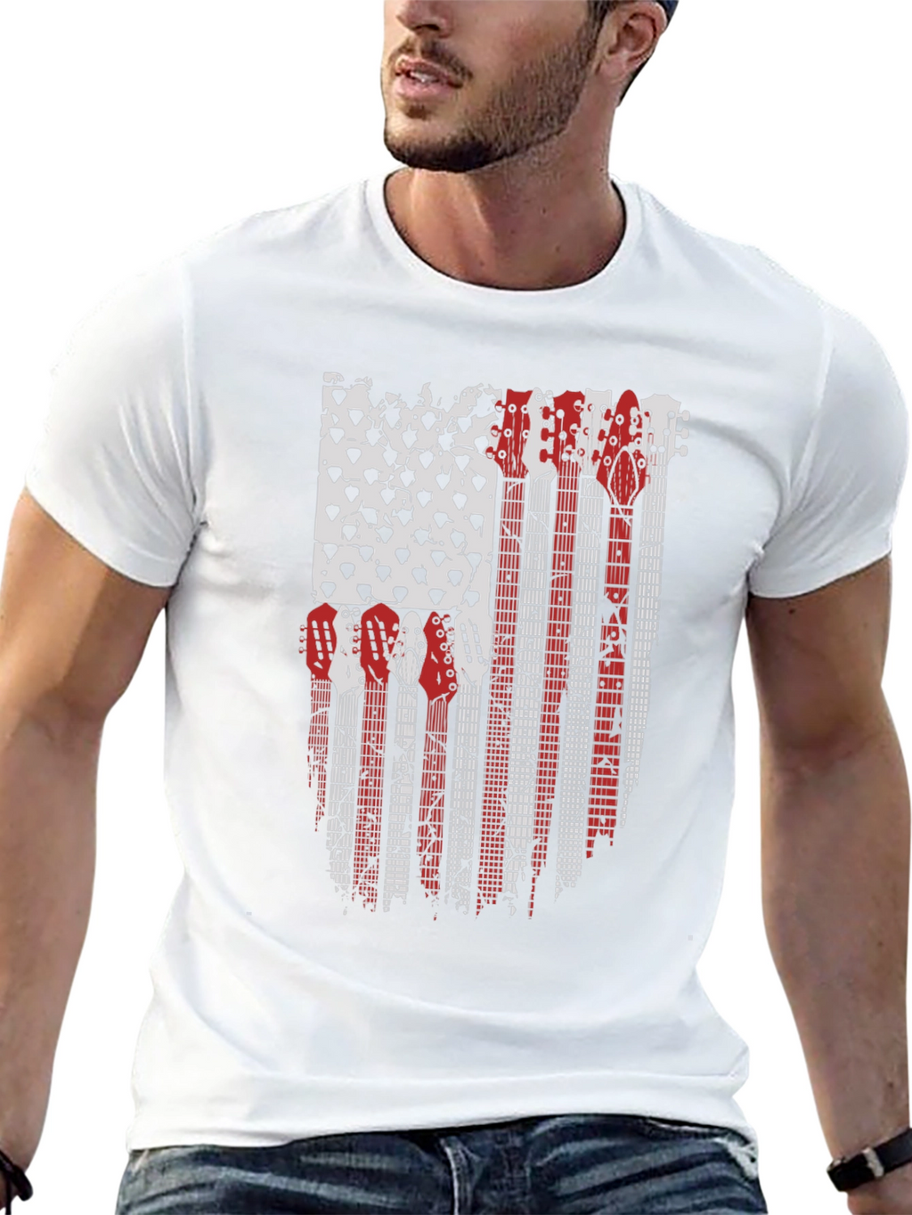 Guitar American Flag Graphic T-Shirt