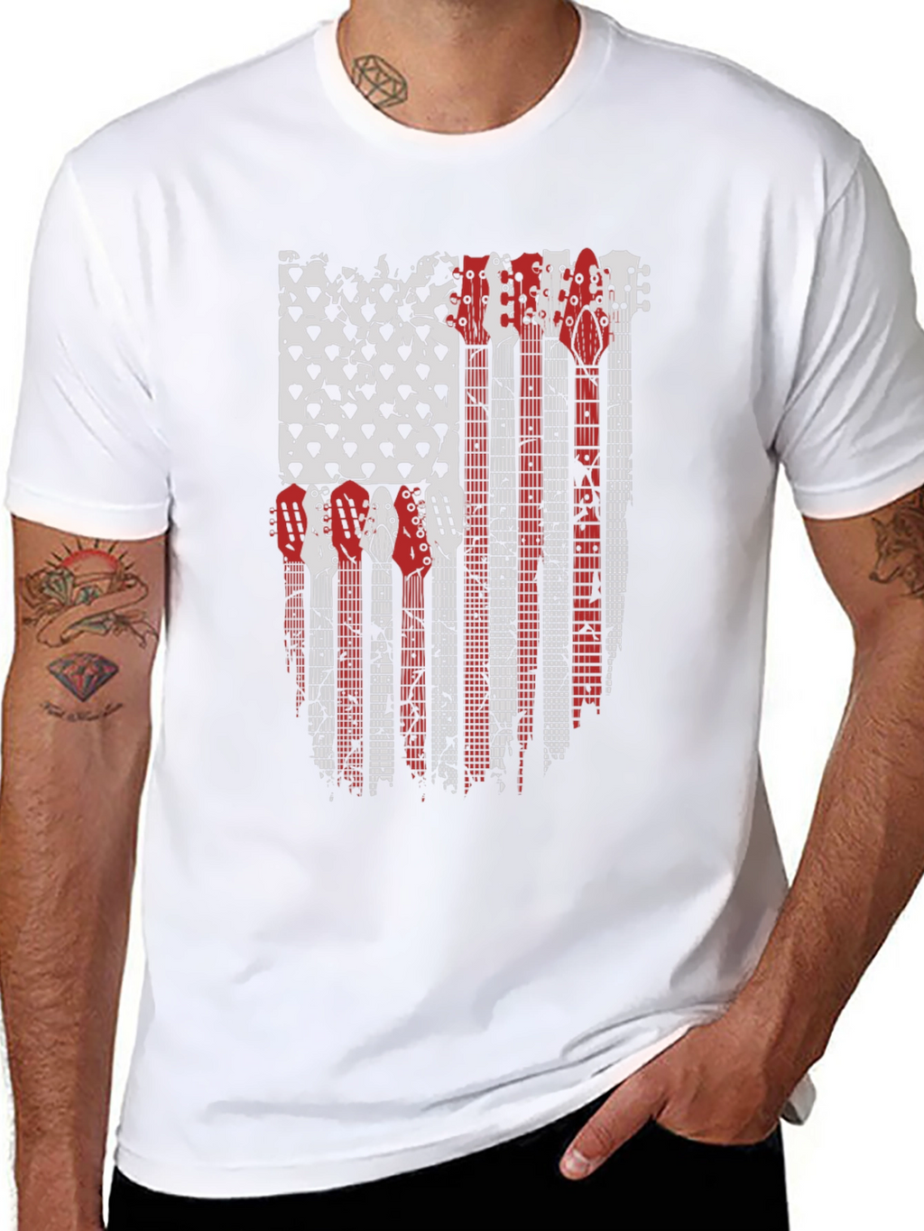 Guitar American Flag Graphic T-Shirt