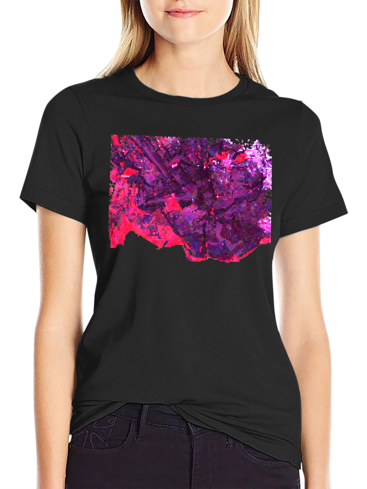 Abstract Pixelated Art Black T-Shirt