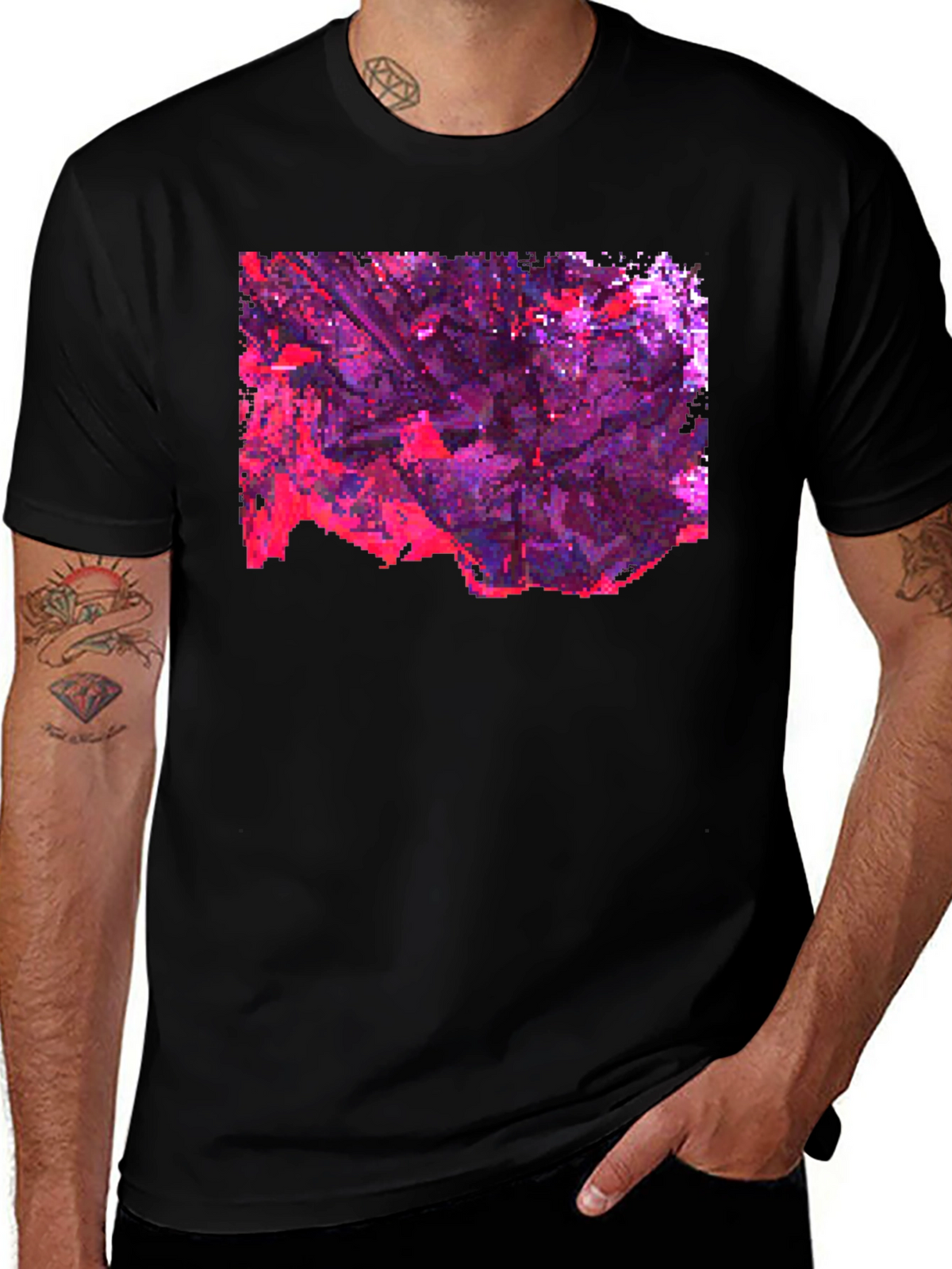 Abstract Pixelated Art Black T-Shirt