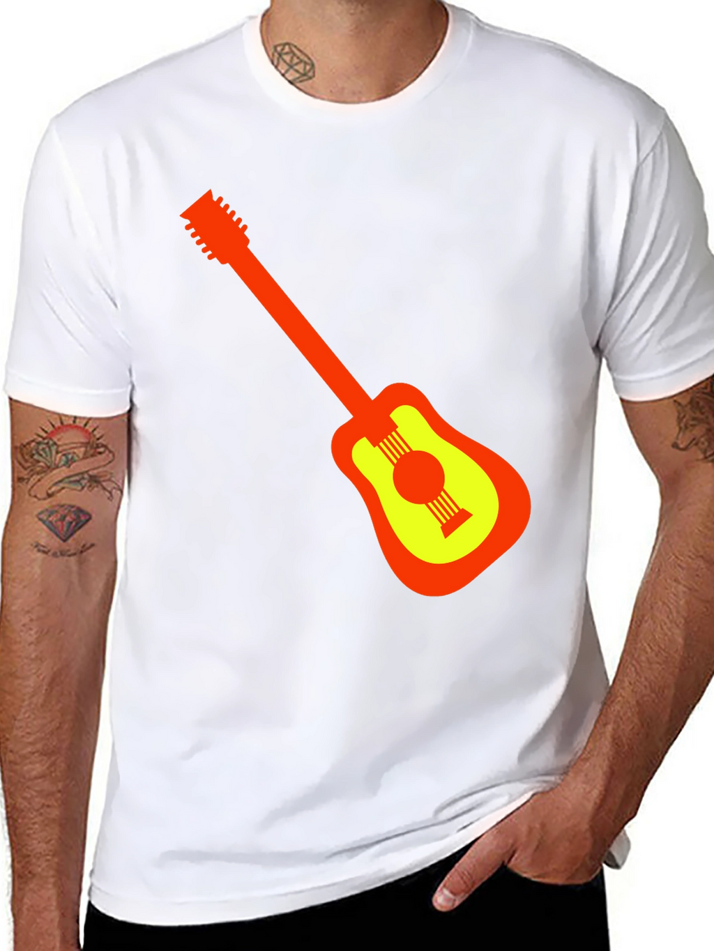 Guitar Graphic Black T-Shirt - Stylish Music Lover Tee