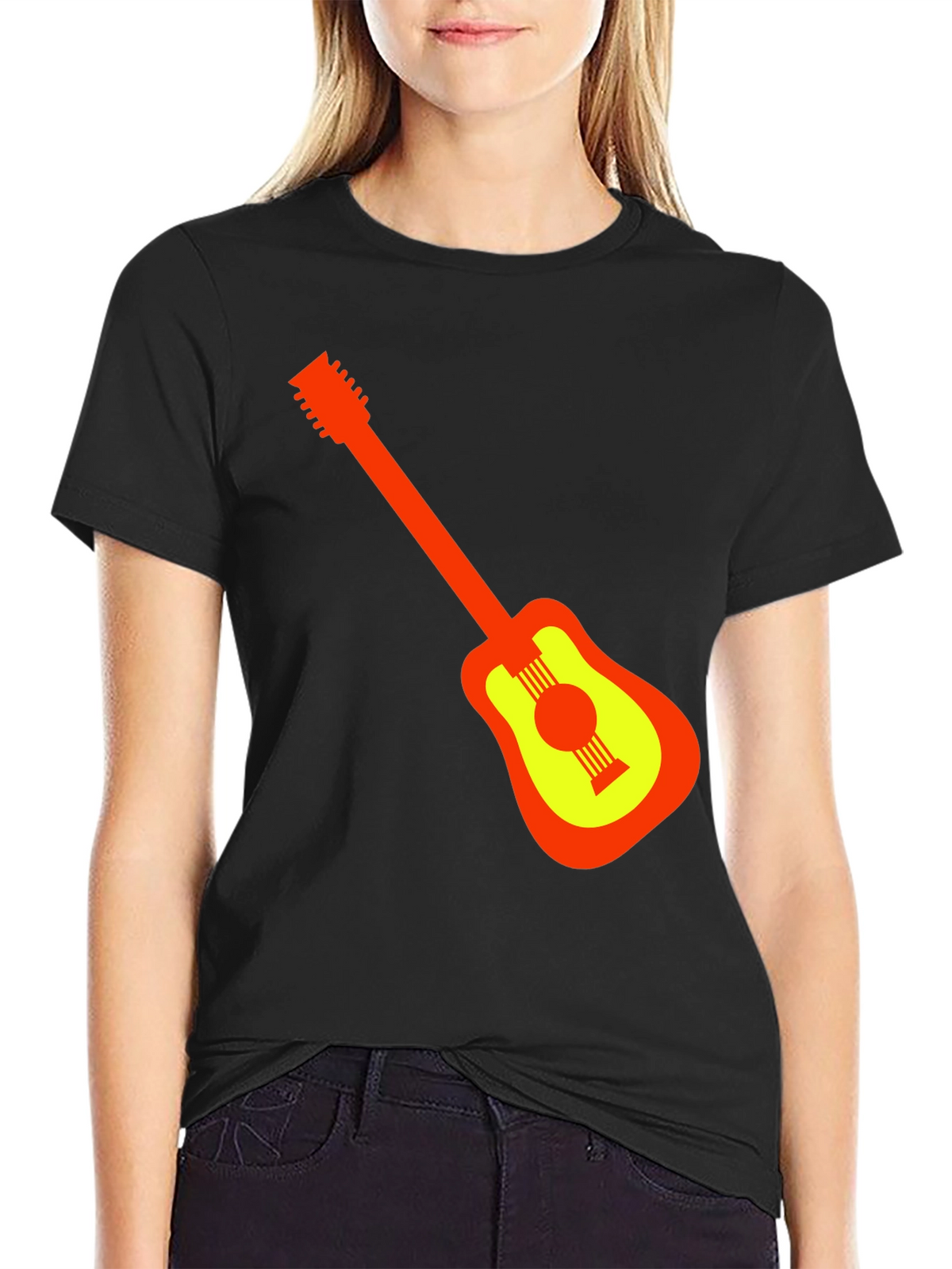 Guitar Graphic Black T-Shirt - Stylish Music Lover Tee