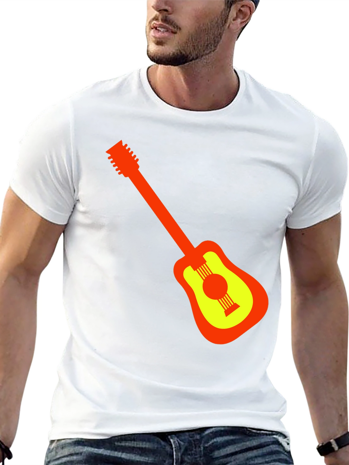 Guitar Graphic Black T-Shirt - Stylish Music Lover Tee