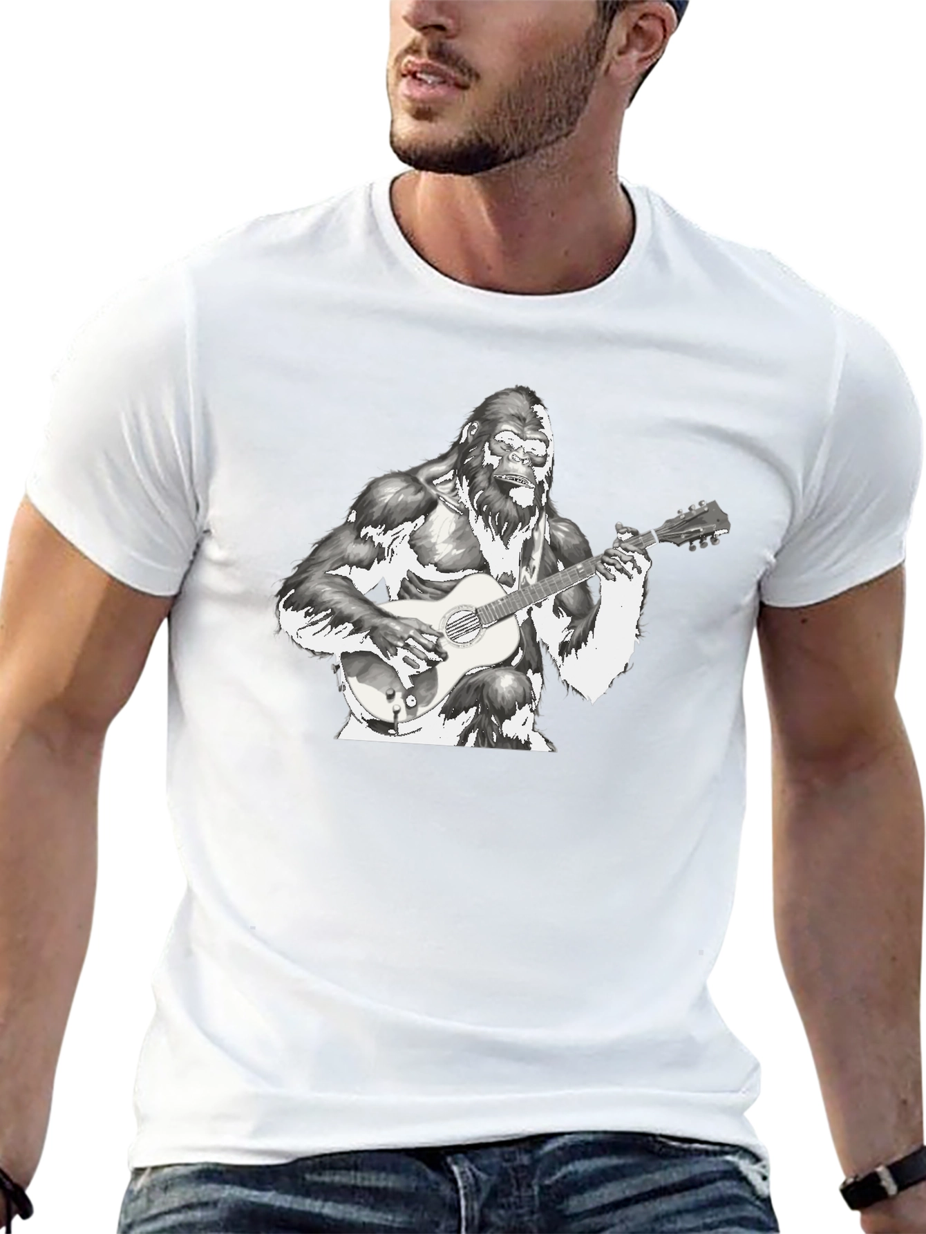 Gorilla Guitarist T-Shirt - Cool Graphic Tee
