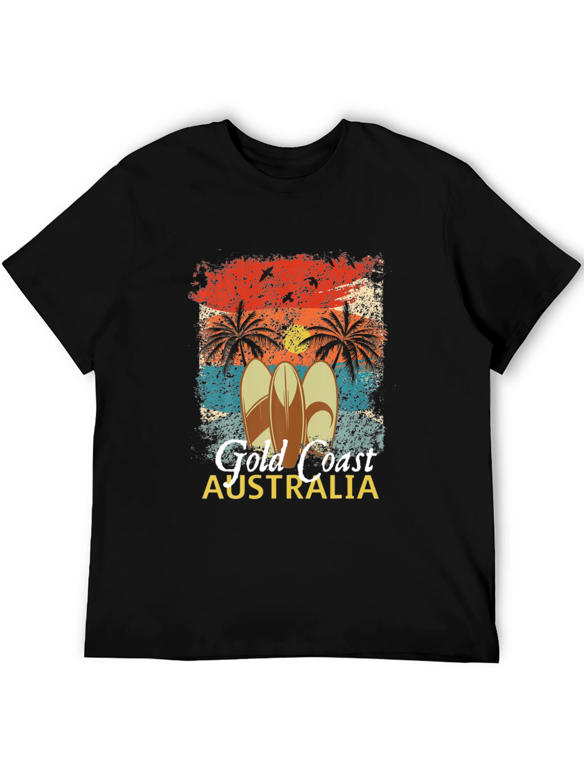 Gold Coast Australia Surfboard Palm Tree Mens T-Shirt