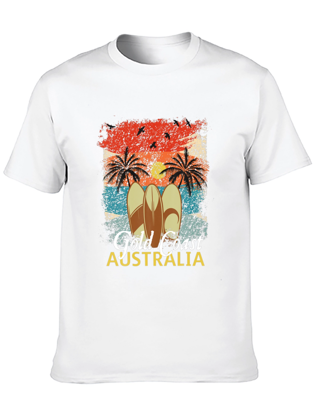 Gold Coast Australia Surfboard Palm Tree Mens T-Shirt