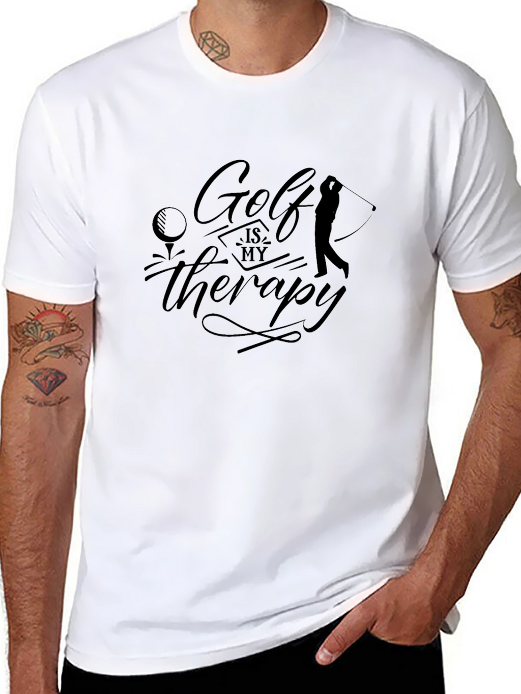 Golf is My Therapy Black Graphic Tee