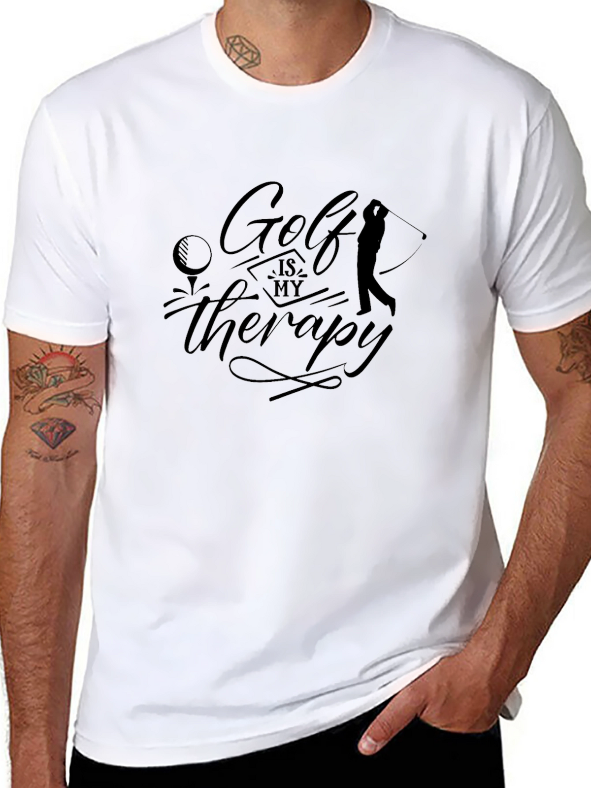 Golf is My Therapy Black Graphic Tee