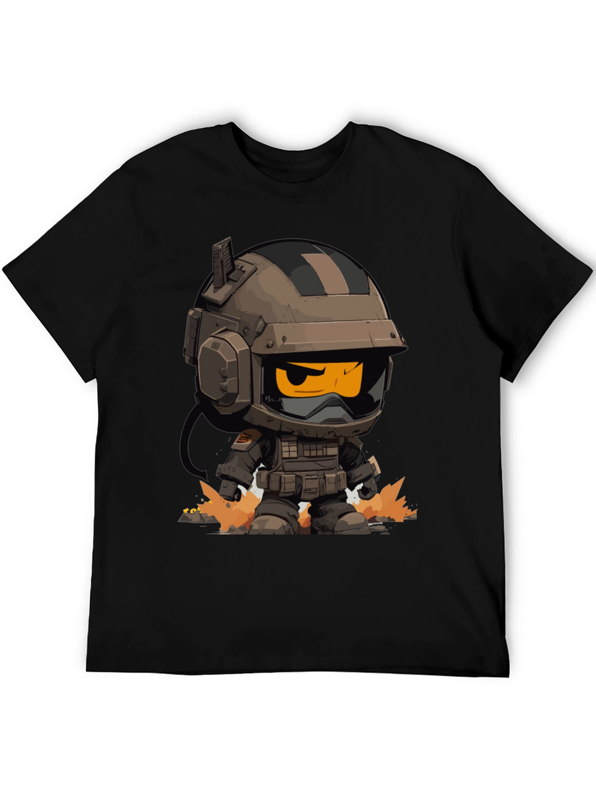 Cartoon Soldier Graphic Tee - Black