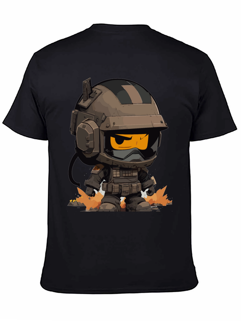 Cartoon Soldier Graphic Tee - Black