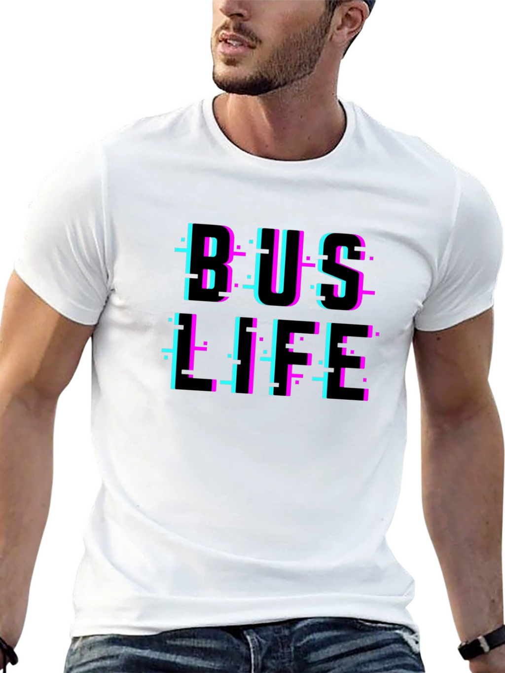 BUS LIFE Glitch Black T-Shirt